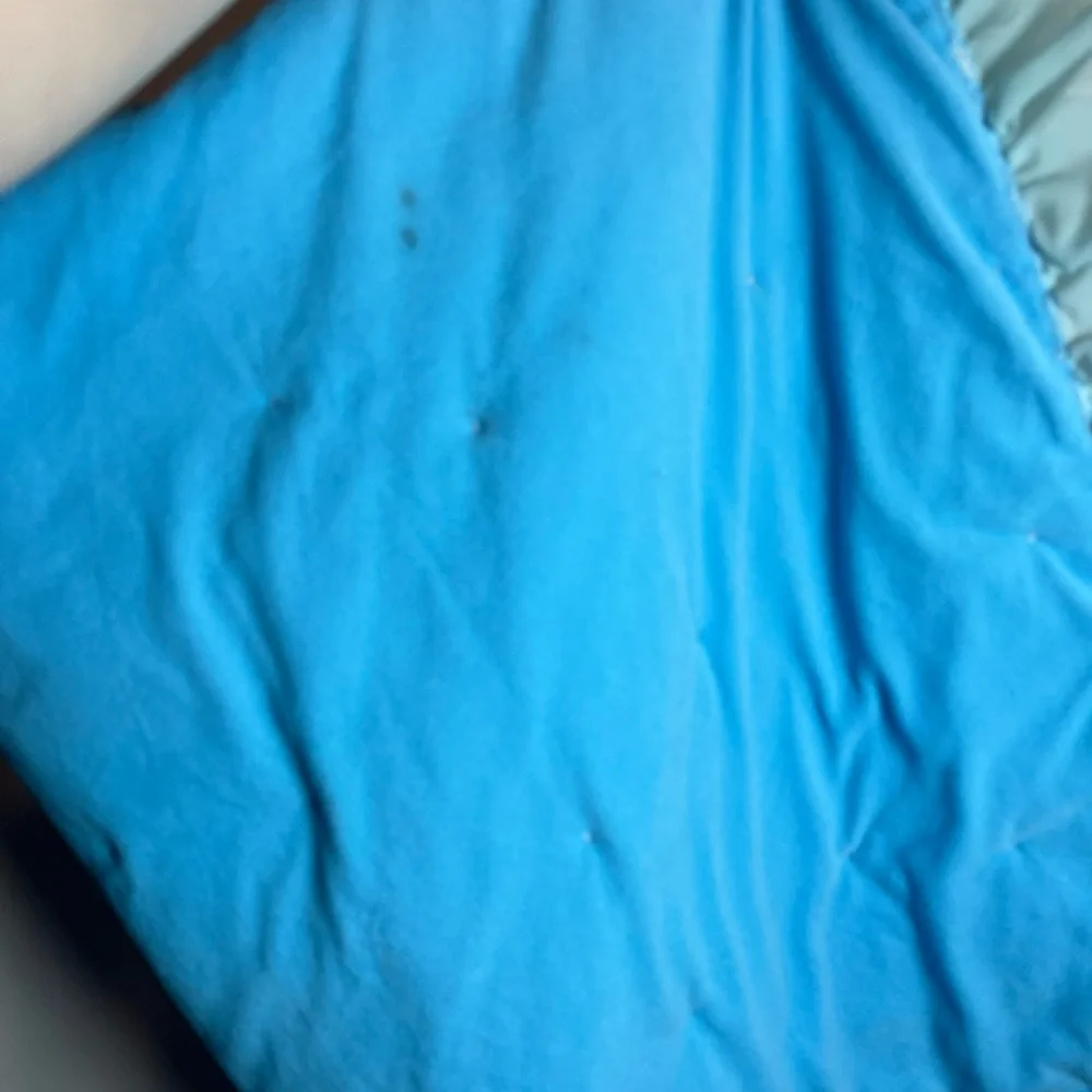 Vintage Floral Baby Blanket Blue Ruffle Trim Cottagecore Nursery 46in
